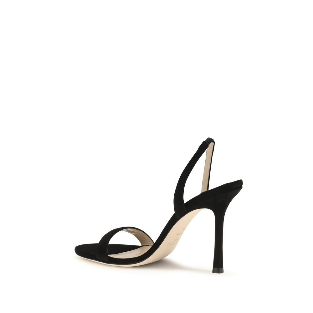 2026 New Arrival Jimmy Choo Black Calf Leather Bos Taurus Stiletto Heel Sandals