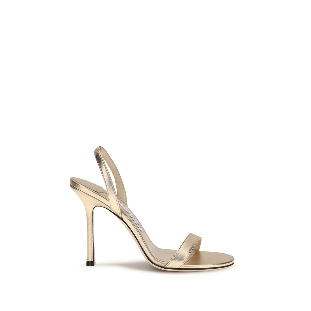 2026 New Arrival Jimmy Choo Gold Calf Leather Bos Taurus Stiletto Heel Sandals