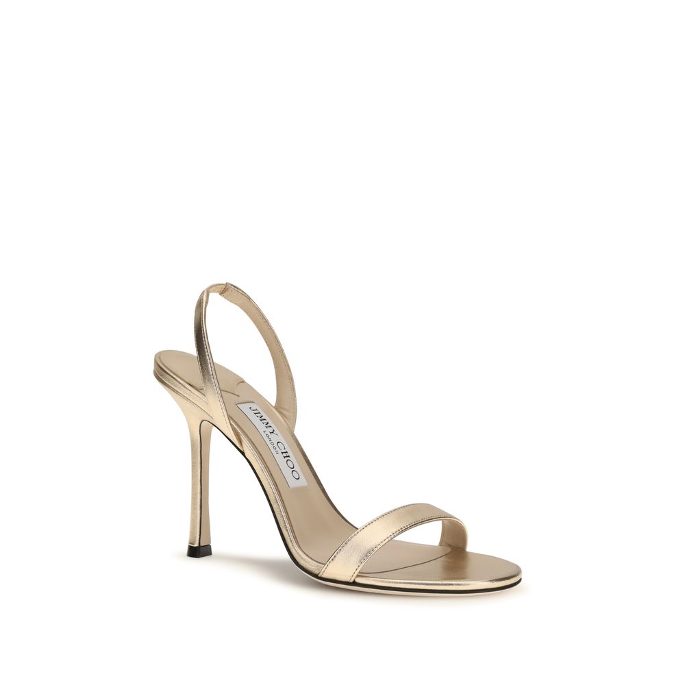 2026 New Arrival Jimmy Choo Gold Calf Leather Bos Taurus Stiletto Heel Sandals
