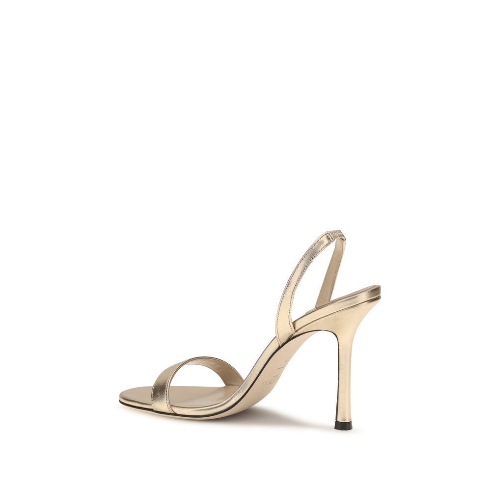 2026 New Arrival Jimmy Choo Gold Calf Leather Bos Taurus Stiletto Heel Sandals