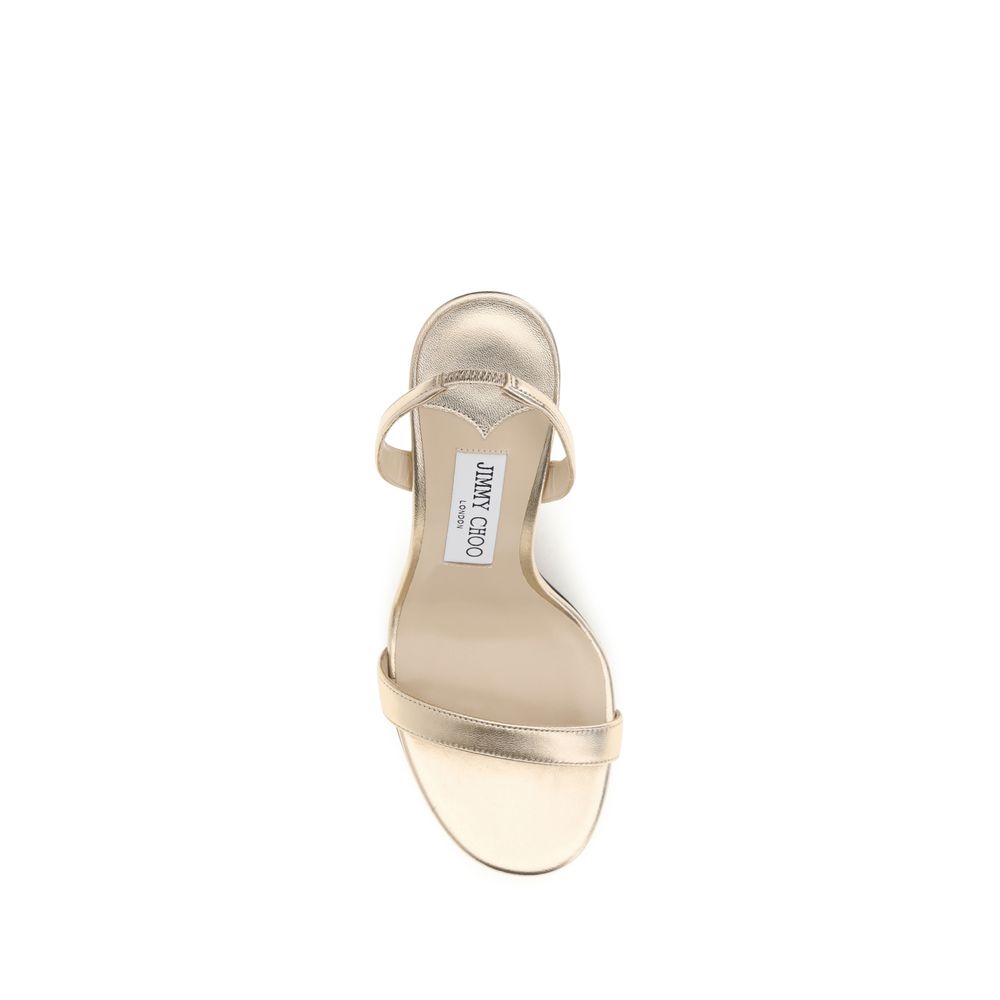 2026 New Arrival Jimmy Choo Gold Calf Leather Bos Taurus Stiletto Heel Sandals