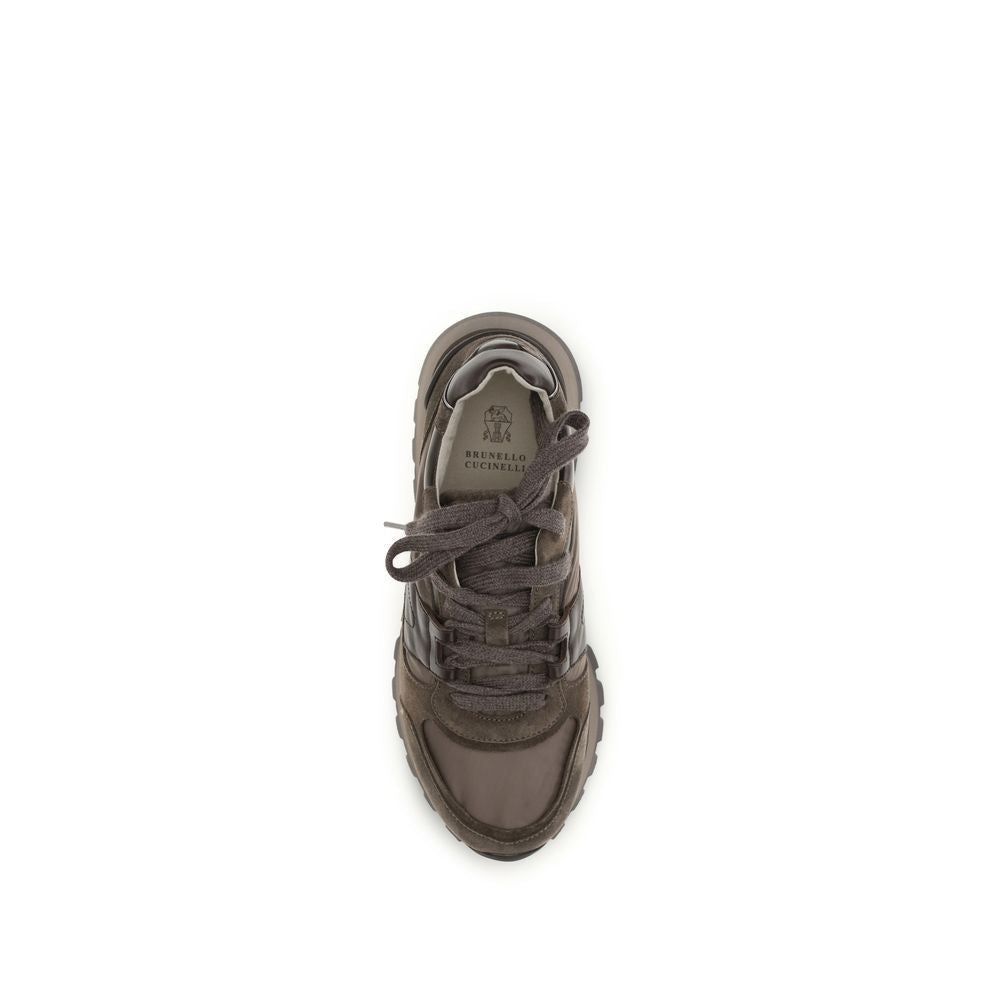 2026 New Arrival Brunello Cucinelli Brown Calf Leather Bos Taurus Athletic Sneakers