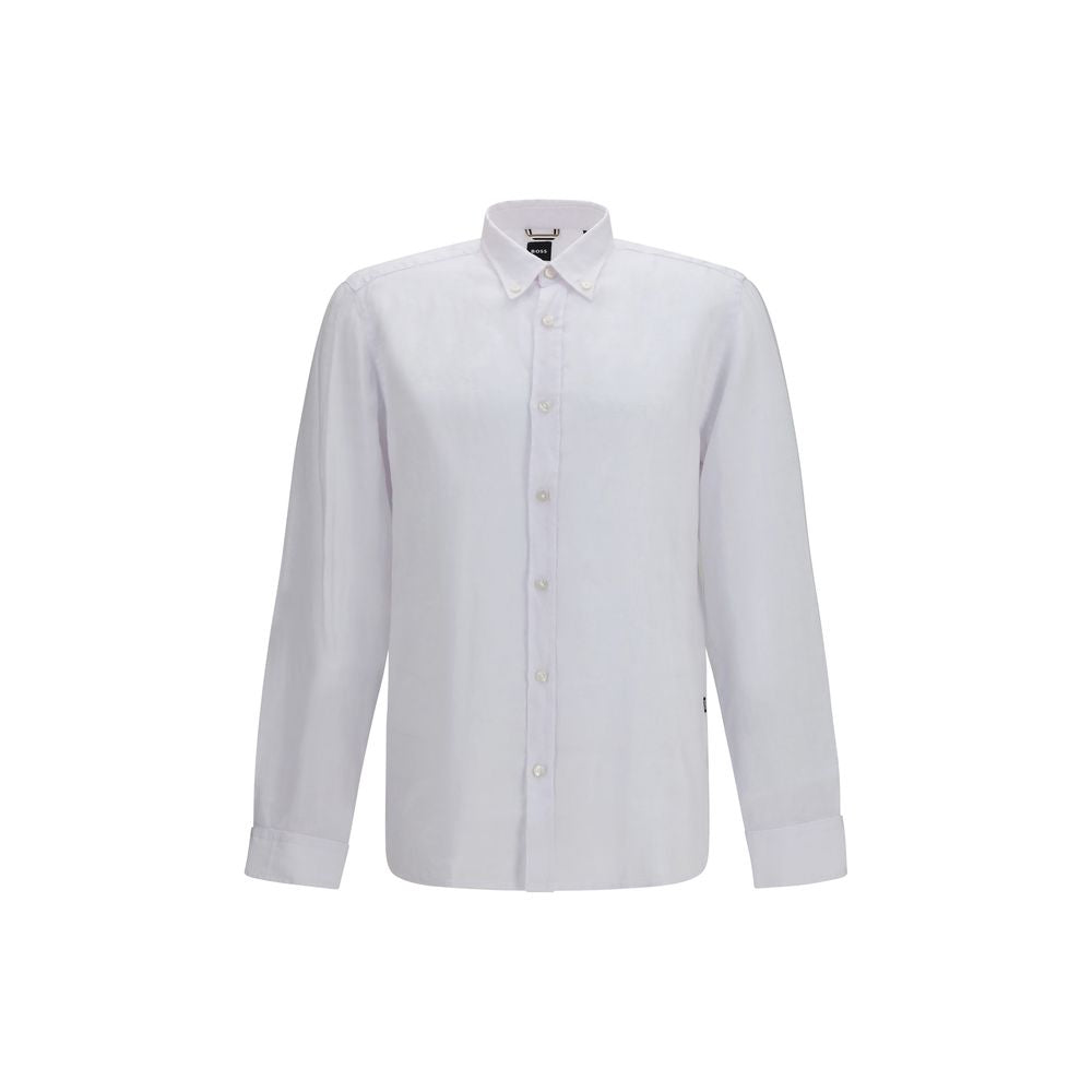 2026 New Arrival Hugo Boss Black White Linen Dress Shirt