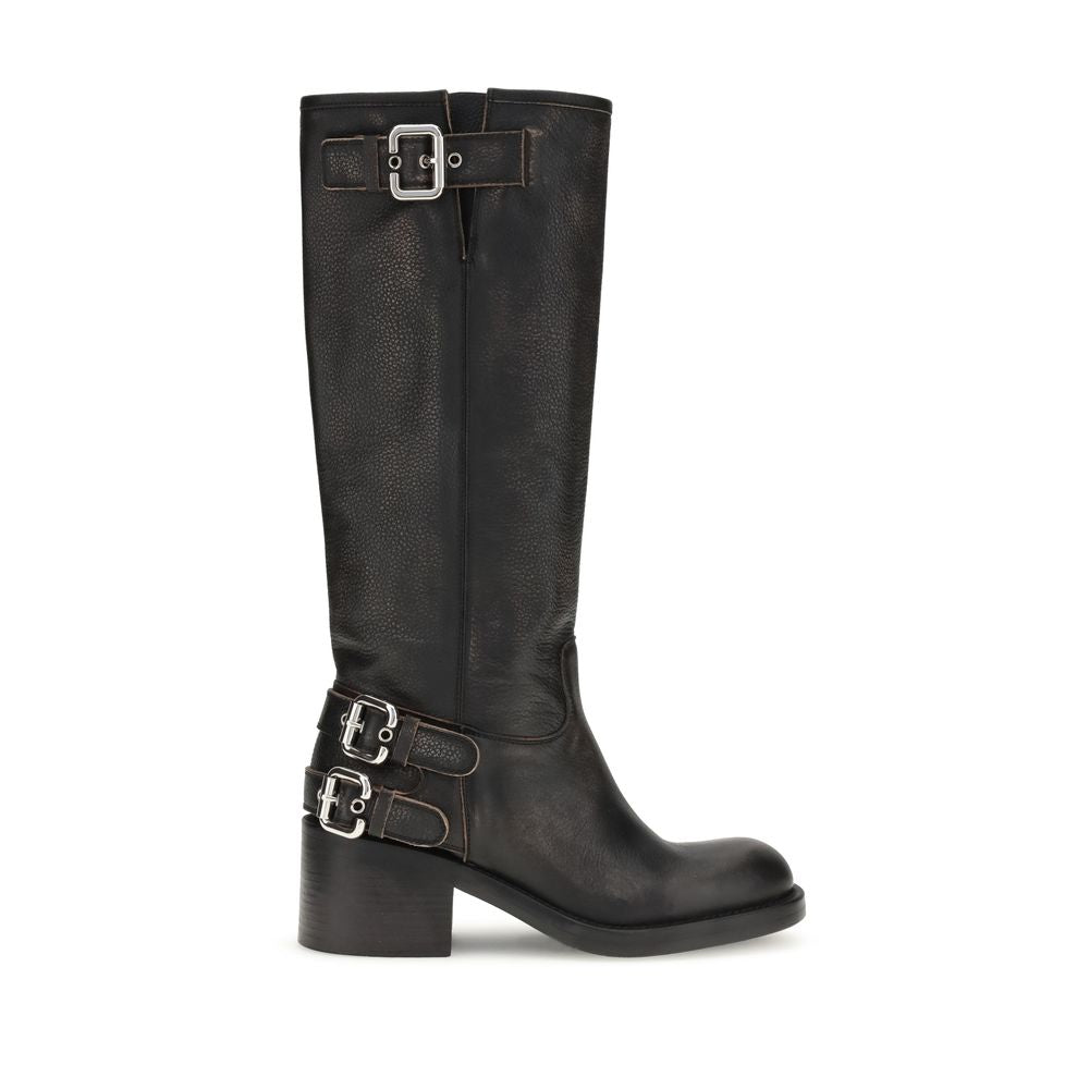 2026 New Arrival Chloé Black Calf Leather Bos Taurus Lace-Up Boots