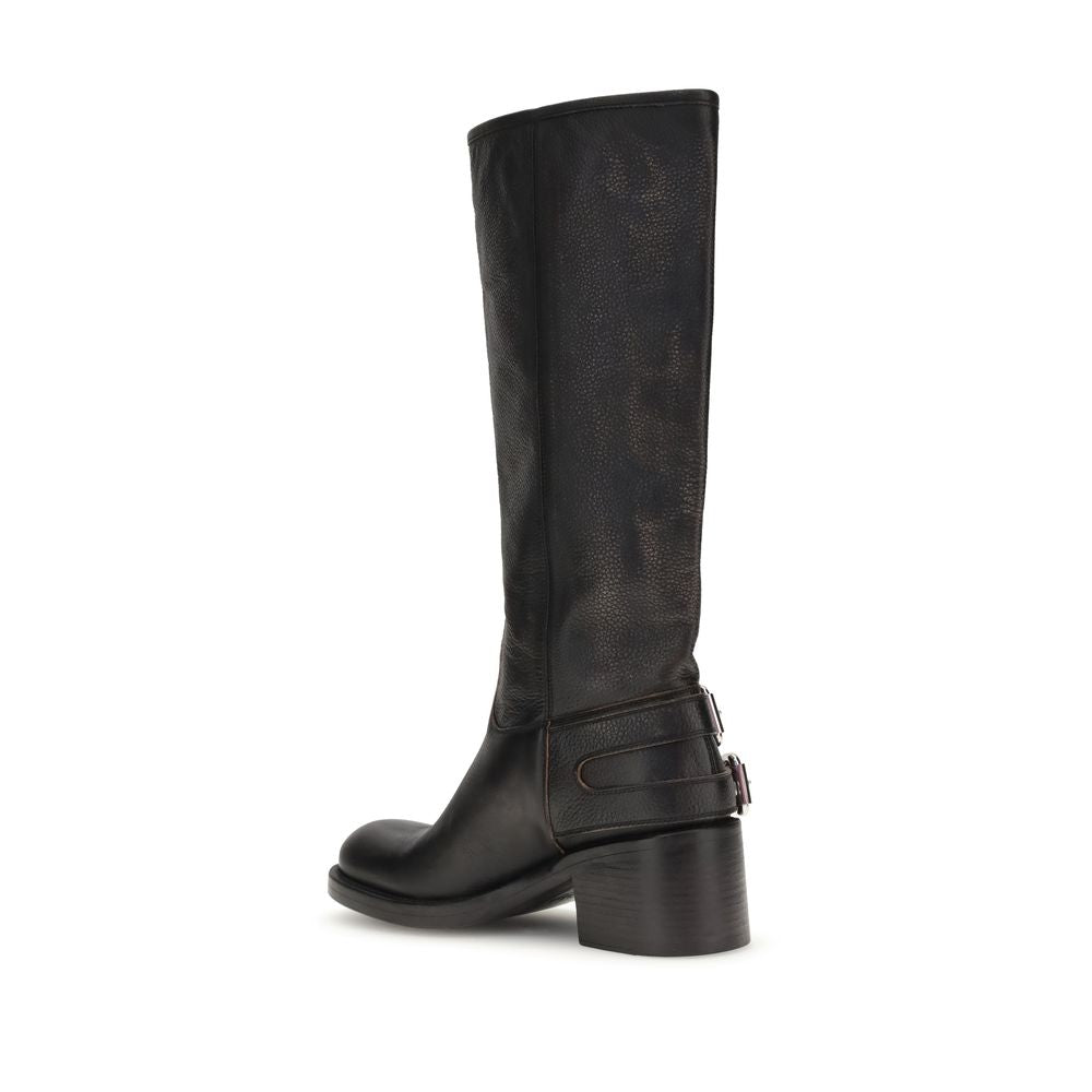 2026 New Arrival Chloé Black Calf Leather Bos Taurus Lace-Up Boots