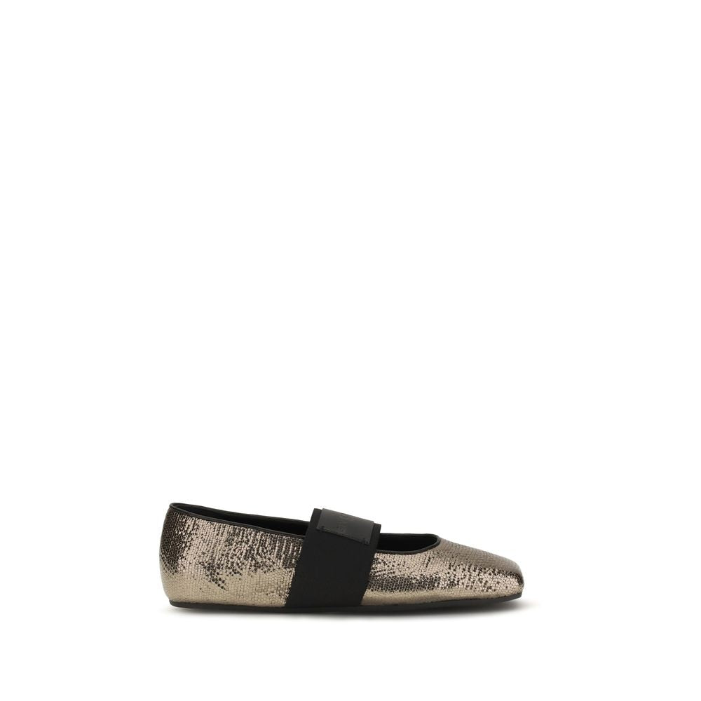 2026 New Arrival Givenchy Gold Calf Leather Bos Taurus Ballet Flats