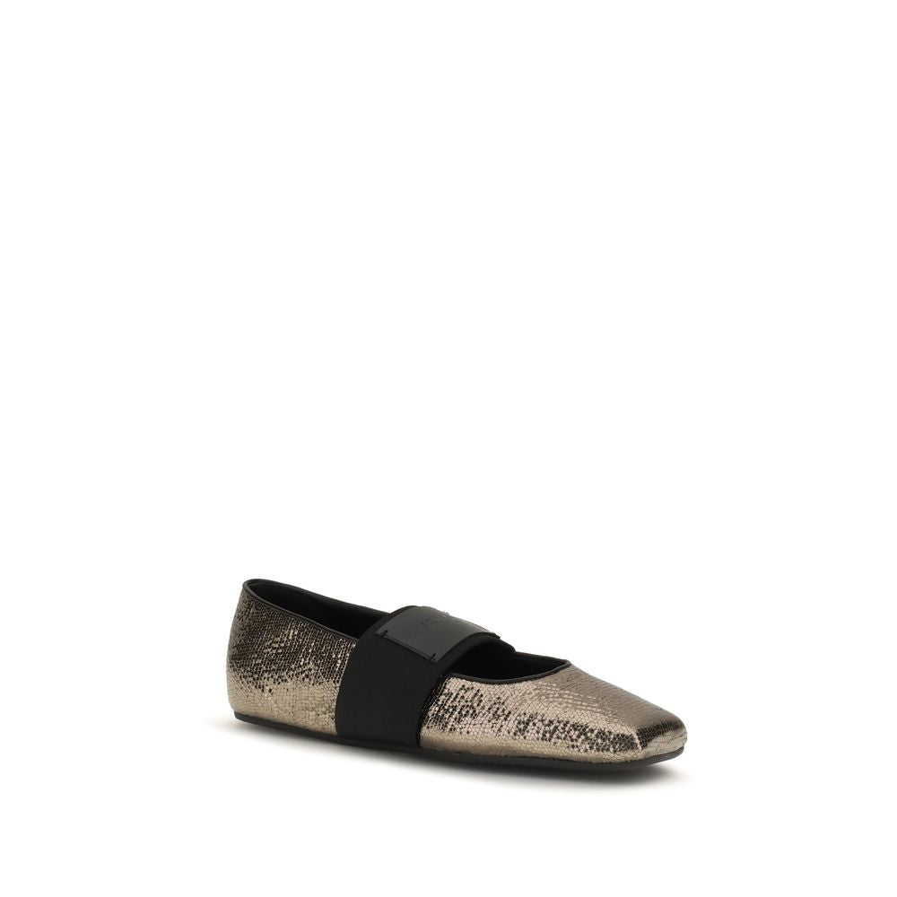 2026 New Arrival Givenchy Gold Calf Leather Bos Taurus Ballet Flats