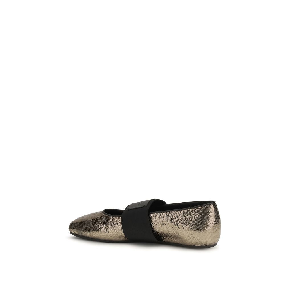 2026 New Arrival Givenchy Gold Calf Leather Bos Taurus Ballet Flats
