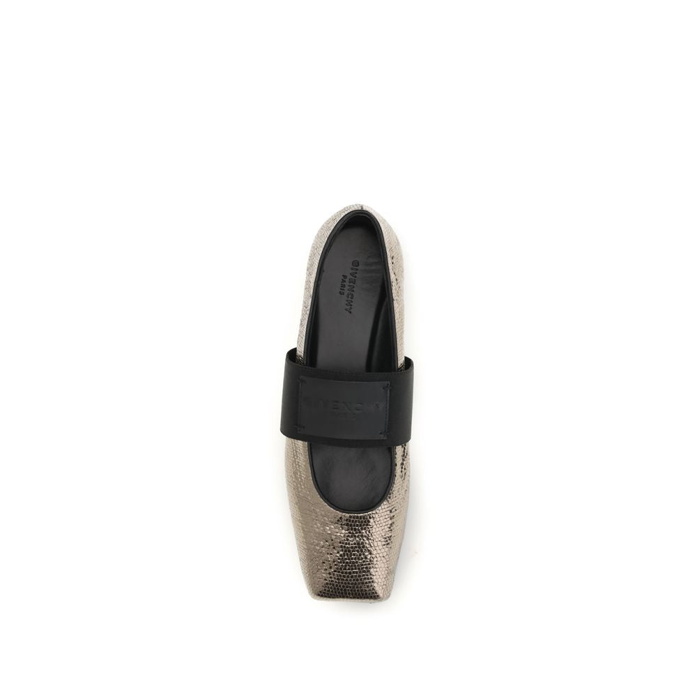 2026 New Arrival Givenchy Gold Calf Leather Bos Taurus Ballet Flats