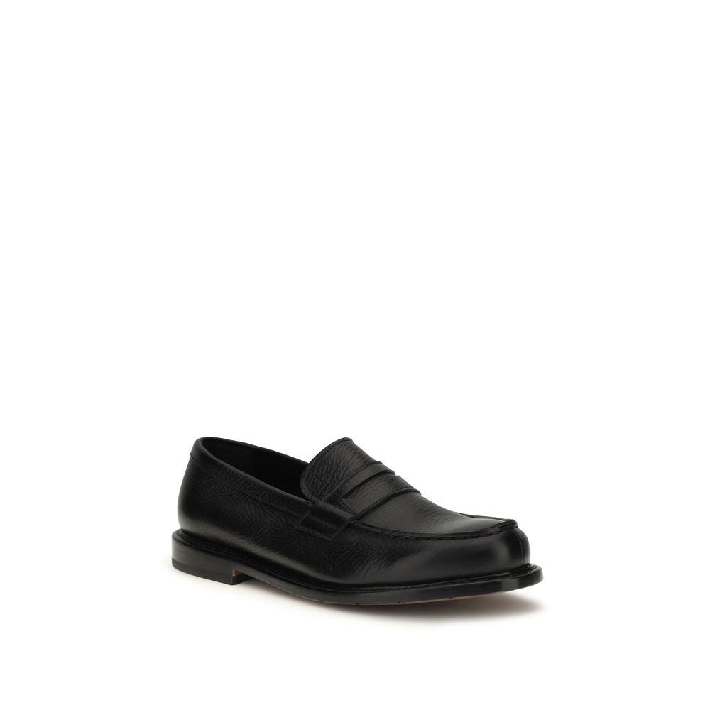 2026 New Arrival Premiata Black Calf Leather Bos Taurus Slip-On Loafers