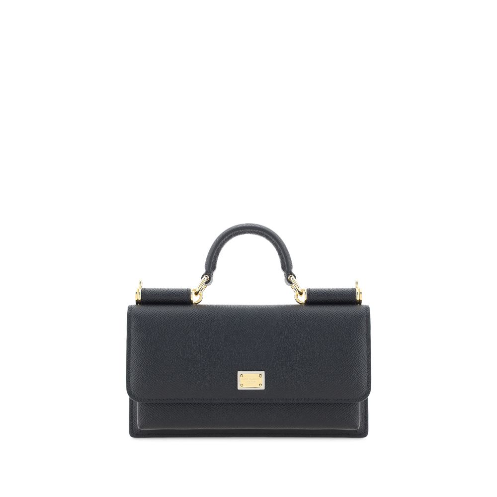 2026 New Arrival Dolce & Gabbana Black Calf Leather Bos Taurus Shoulder Bag