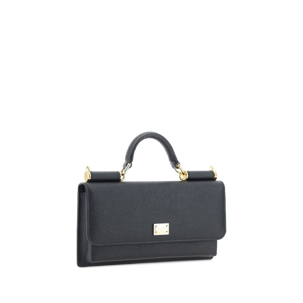 2026 New Arrival Dolce & Gabbana Black Calf Leather Bos Taurus Shoulder Bag