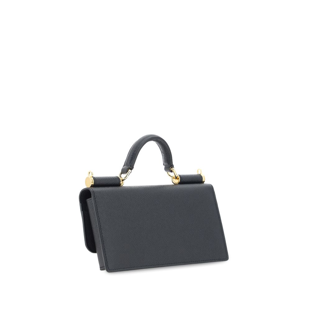 2026 New Arrival Dolce & Gabbana Black Calf Leather Bos Taurus Shoulder Bag