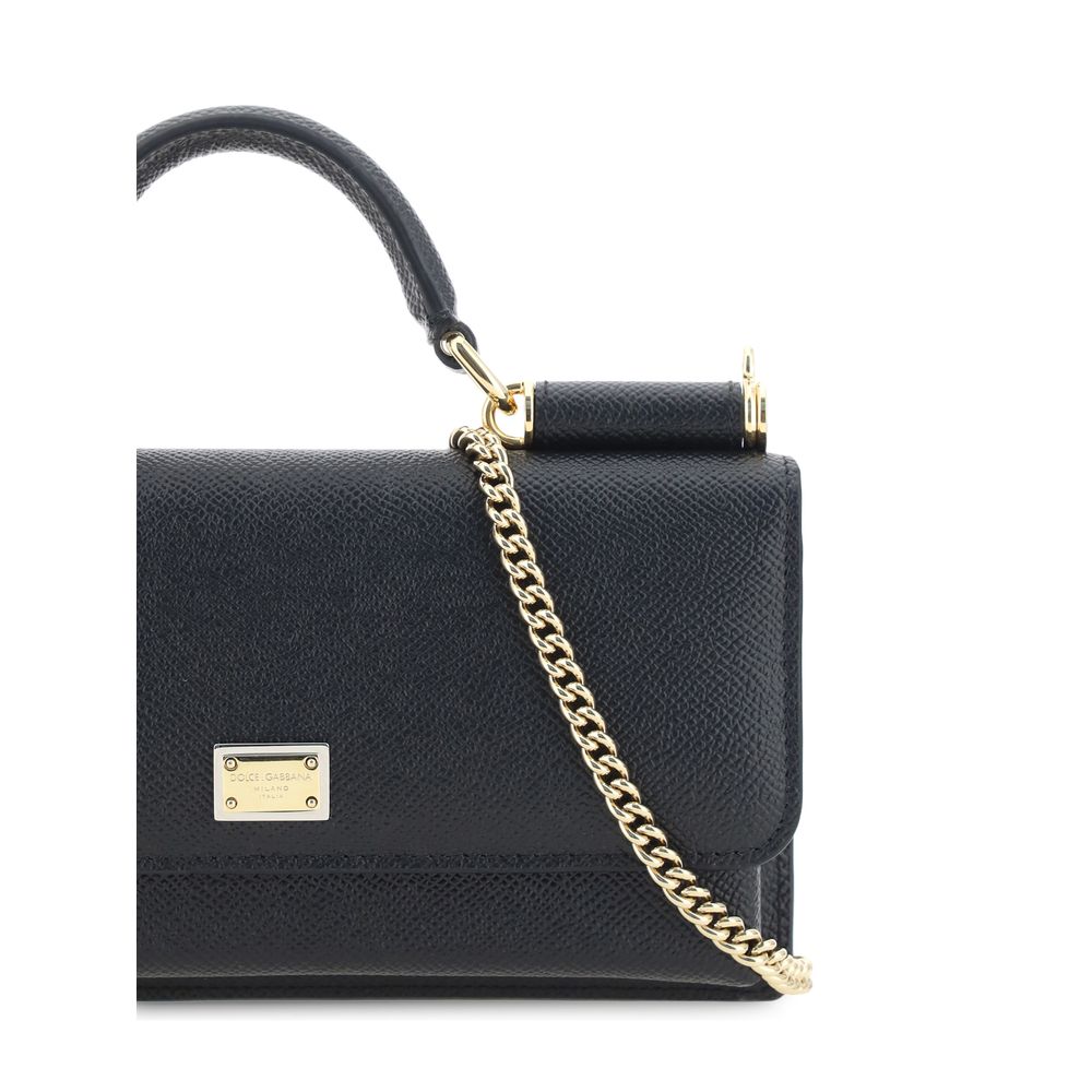 2026 New Arrival Dolce & Gabbana Black Calf Leather Bos Taurus Shoulder Bag