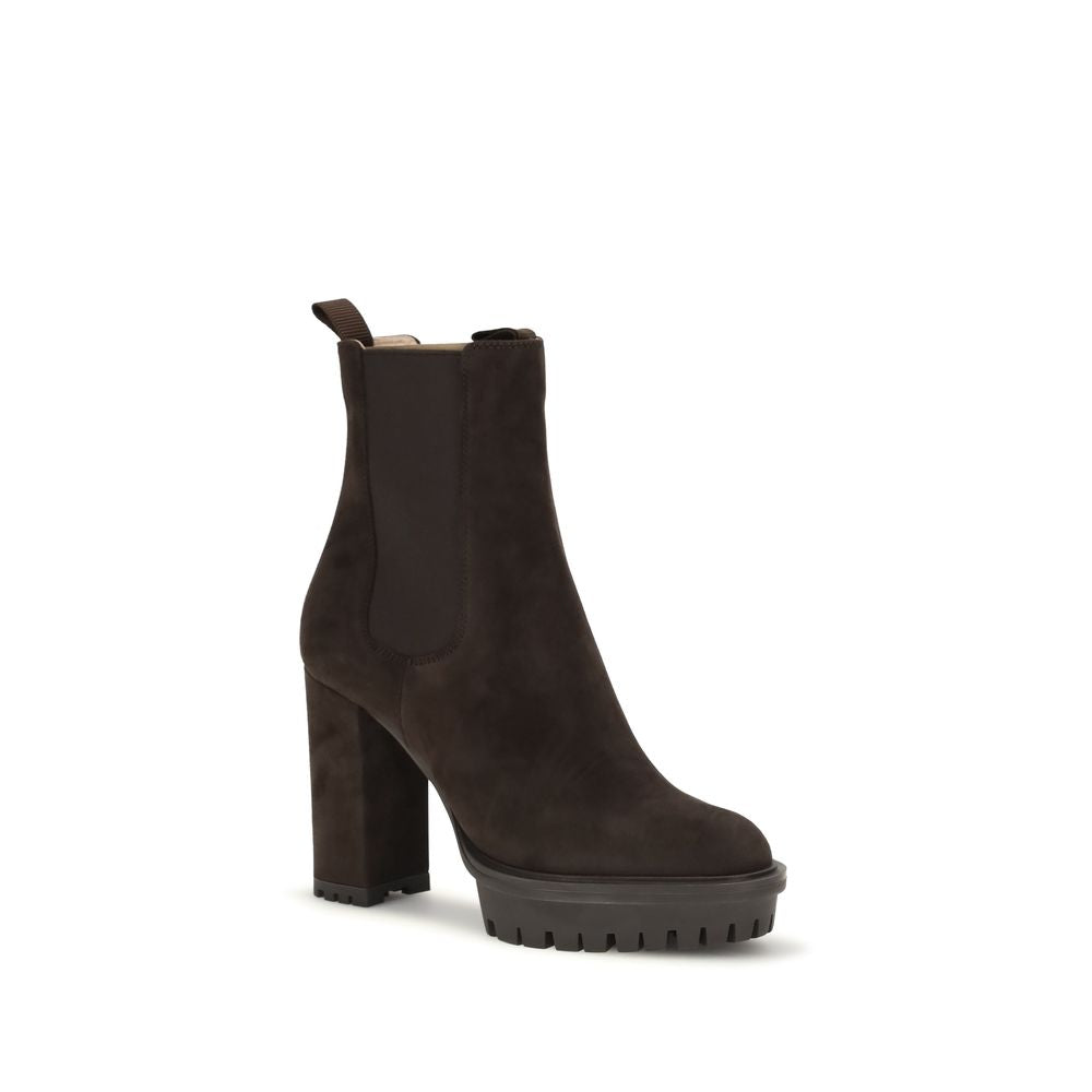 2026 New Arrival Gianvito Rossi Brown Calf Leather Bos Taurus Ankle Boots