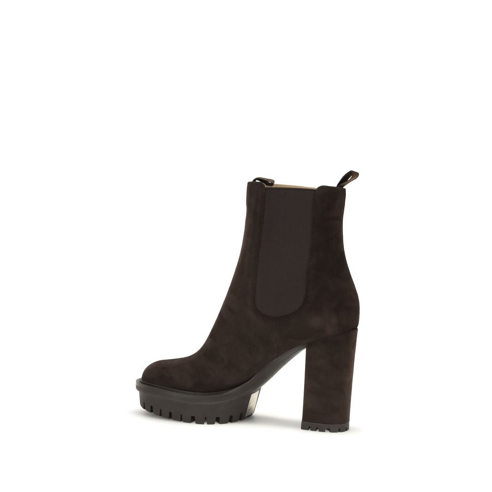 2026 New Arrival Gianvito Rossi Brown Calf Leather Bos Taurus Ankle Boots