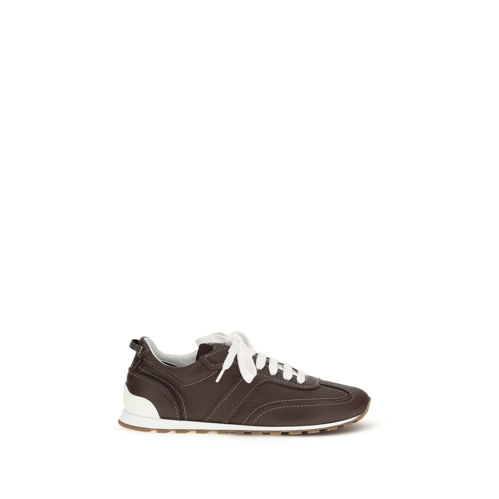 2026 New Arrival Brunello Cucinelli Brown Calf Leather Bos Taurus Athletic Sneakers