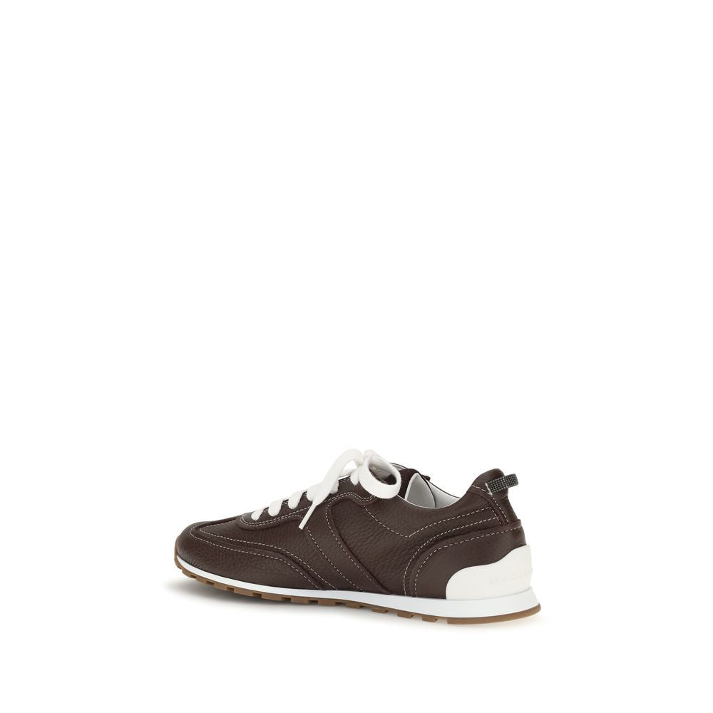 2026 New Arrival Brunello Cucinelli Brown Calf Leather Bos Taurus Athletic Sneakers