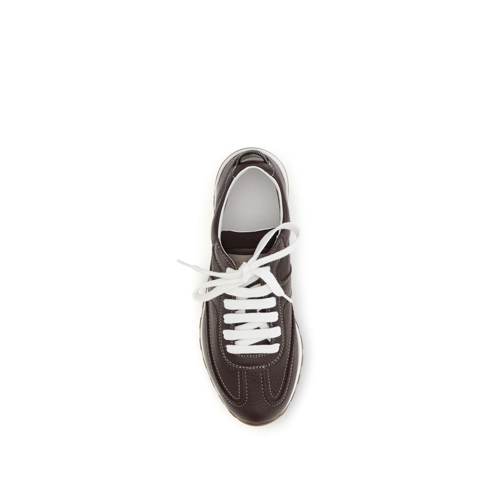 2026 New Arrival Brunello Cucinelli Brown Calf Leather Bos Taurus Athletic Sneakers