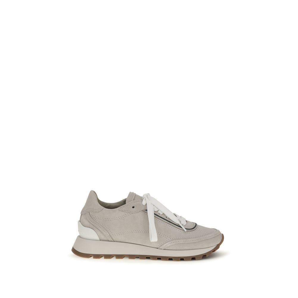 2026 New Arrival Brunello Cucinelli Gray Calf Leather Bos Taurus Athletic Sneakers