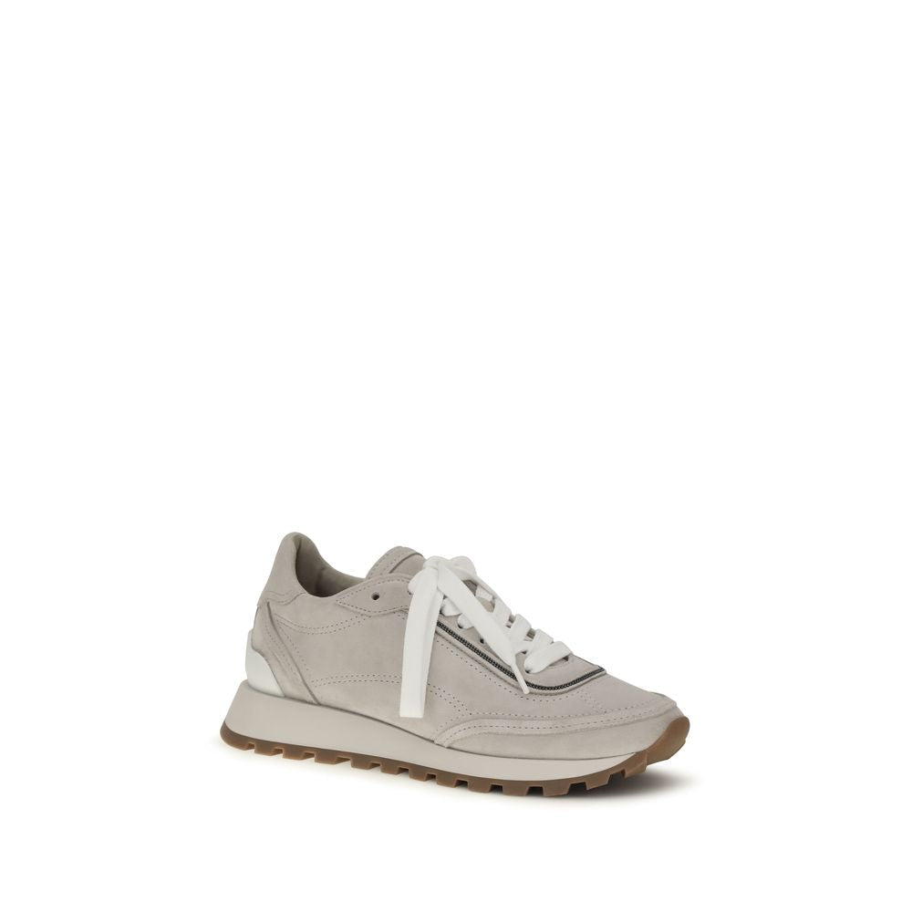 2026 New Arrival Brunello Cucinelli Gray Calf Leather Bos Taurus Athletic Sneakers