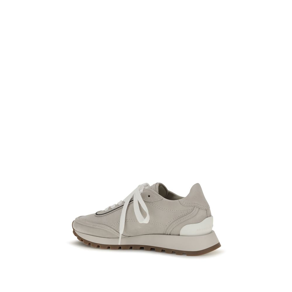 2026 New Arrival Brunello Cucinelli Gray Calf Leather Bos Taurus Athletic Sneakers
