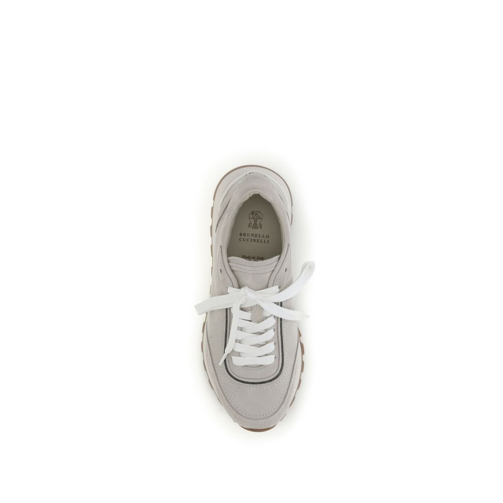 2026 New Arrival Brunello Cucinelli Gray Calf Leather Bos Taurus Athletic Sneakers