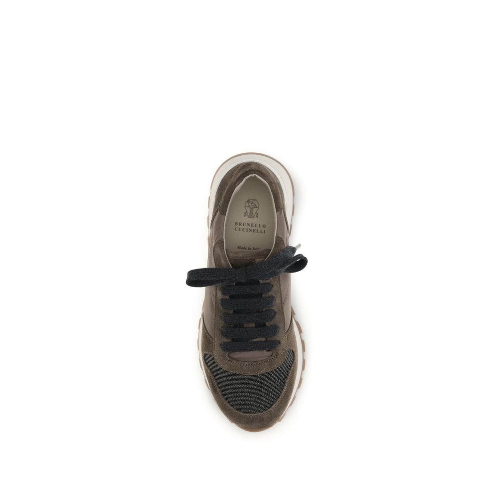 2026 New Arrival Brunello Cucinelli Brown Calf Leather Bos Taurus Athletic Sneakers