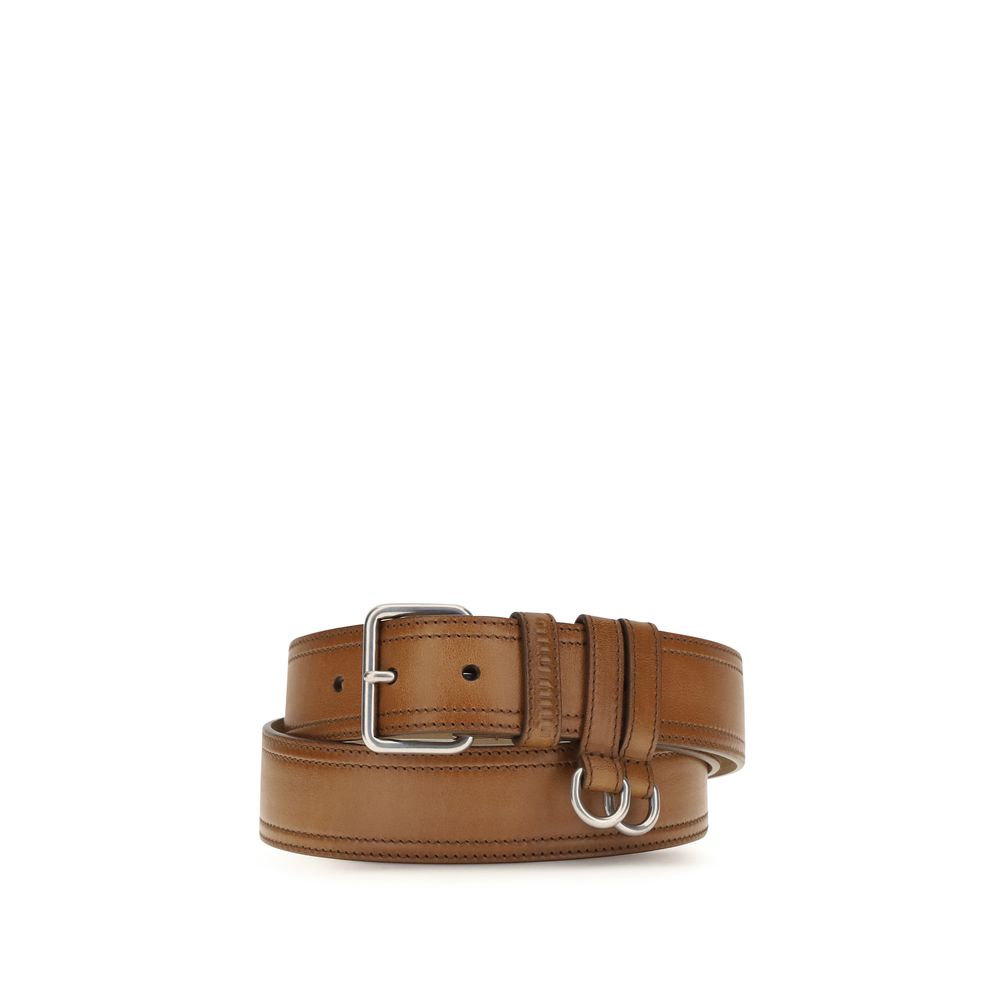 2026 New Arrival Miu Miu Brown Calf Leather Bos Taurus Regular Belt