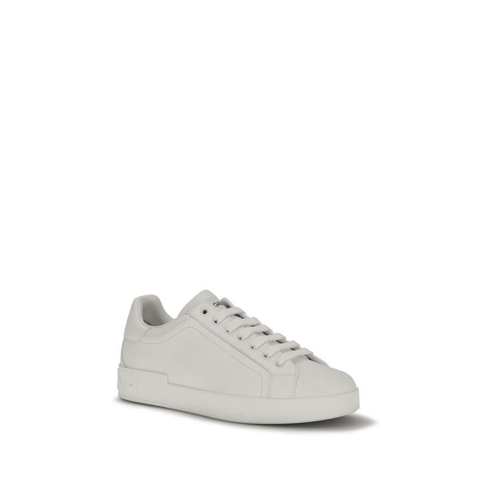 2026 New Arrival Dolce & Gabbana White Calf Leather Bos Taurus Low Top Sneakers