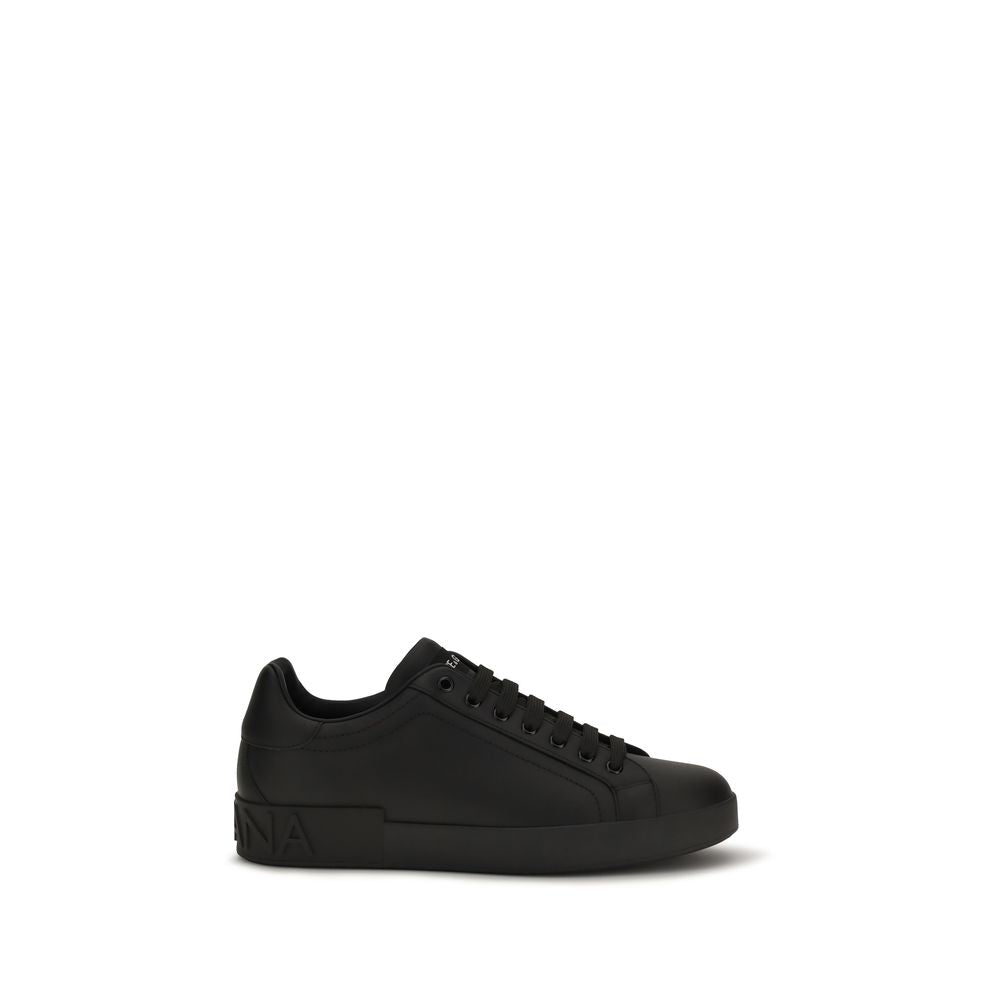 2026 New Arrival Dolce & Gabbana Black Calf Leather Bos Taurus Low Top Sneakers