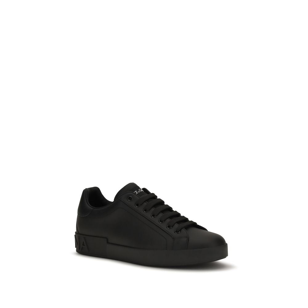 2026 New Arrival Dolce & Gabbana Black Calf Leather Bos Taurus Low Top Sneakers