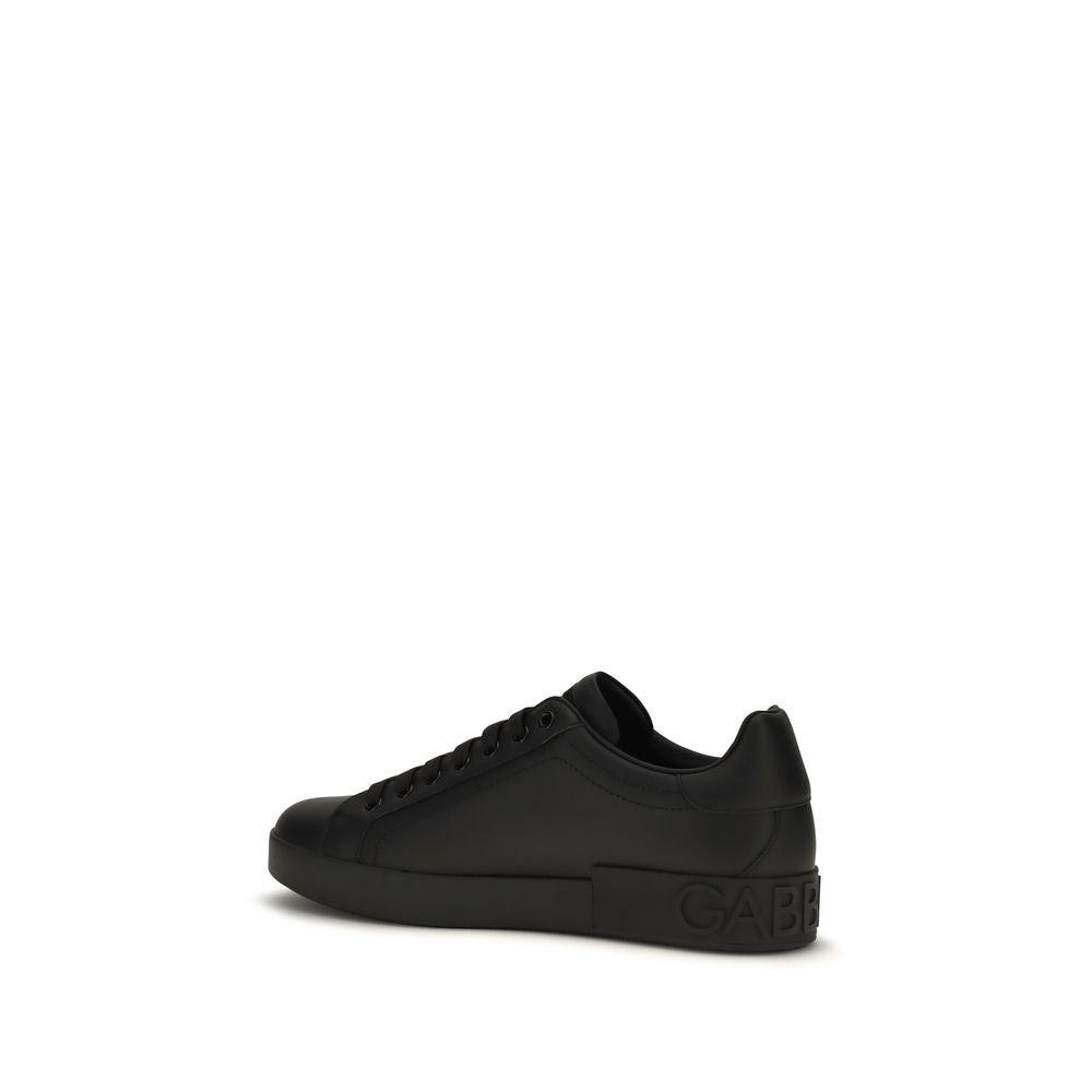 2026 New Arrival Dolce & Gabbana Black Calf Leather Bos Taurus Low Top Sneakers