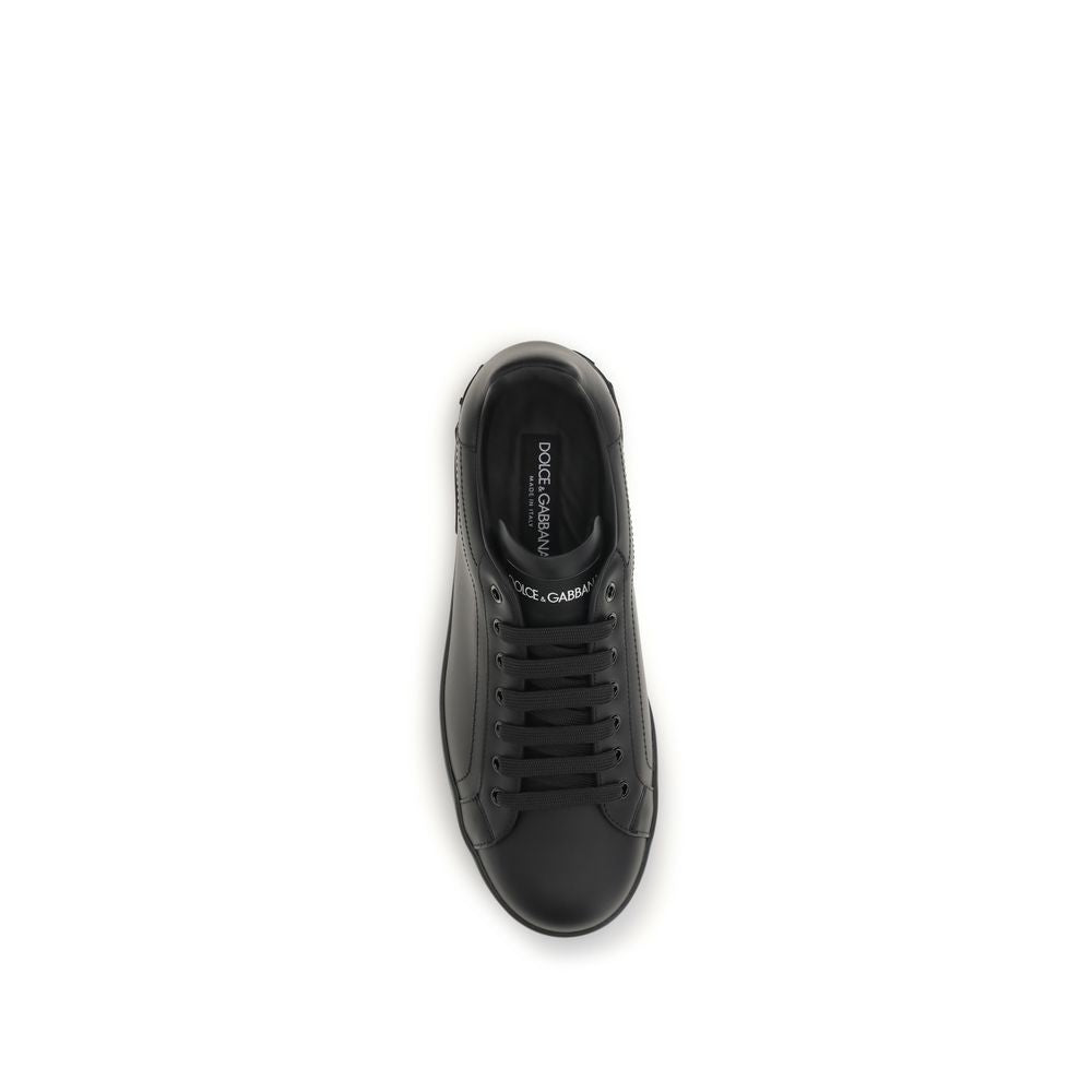 2026 New Arrival Dolce & Gabbana Black Calf Leather Bos Taurus Low Top Sneakers