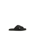 2026 New Arrival Fendi Black Calf Leather Bos Taurus Flat Sandals