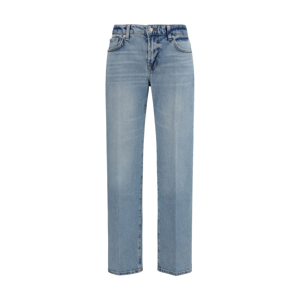 2026 New Arrival 7FOR Blue Cotton Straight-Leg Jeans