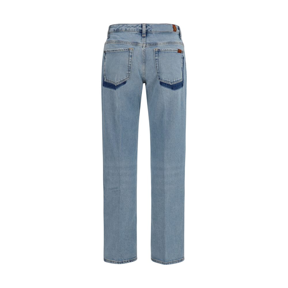 2026 New Arrival 7FOR Blue Cotton Straight-Leg Jeans