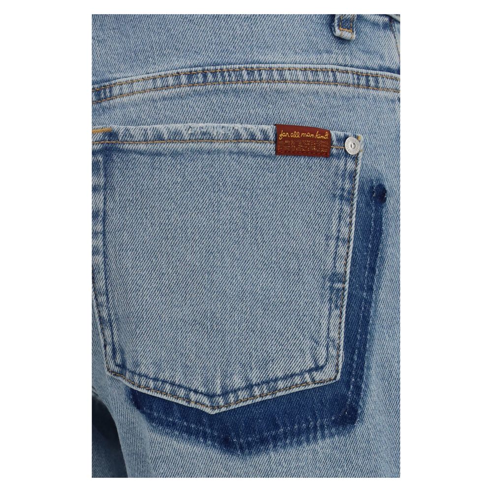 2026 New Arrival 7FOR Blue Cotton Straight-Leg Jeans