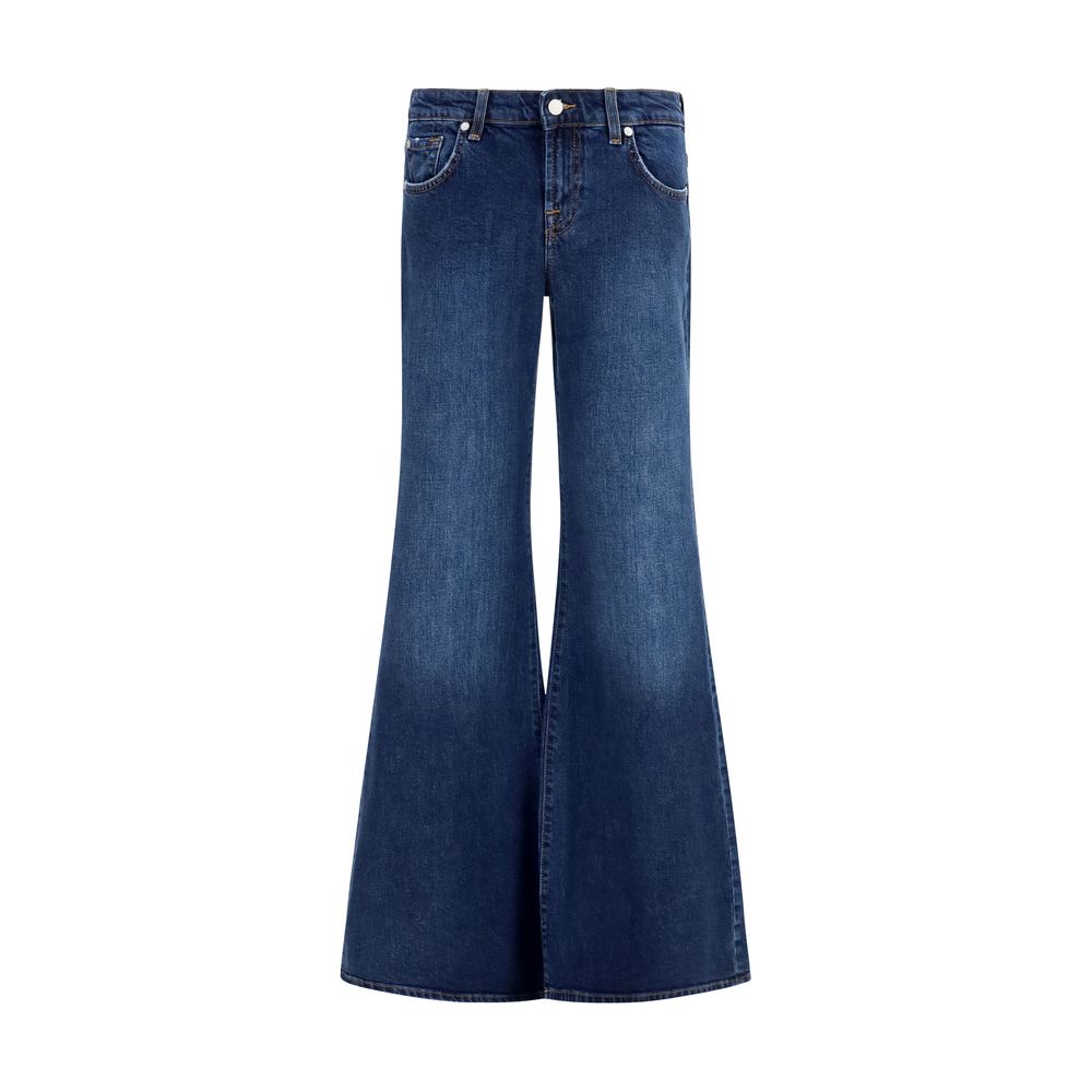 2026 New Arrival 7FOR Blue Cotton Flared Jeans