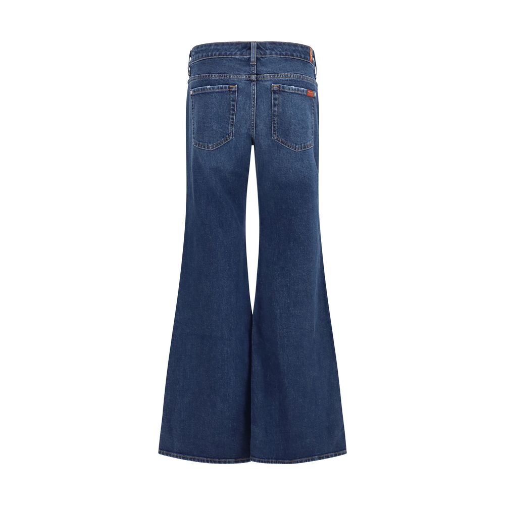 2026 New Arrival 7FOR Blue Cotton Flared Jeans