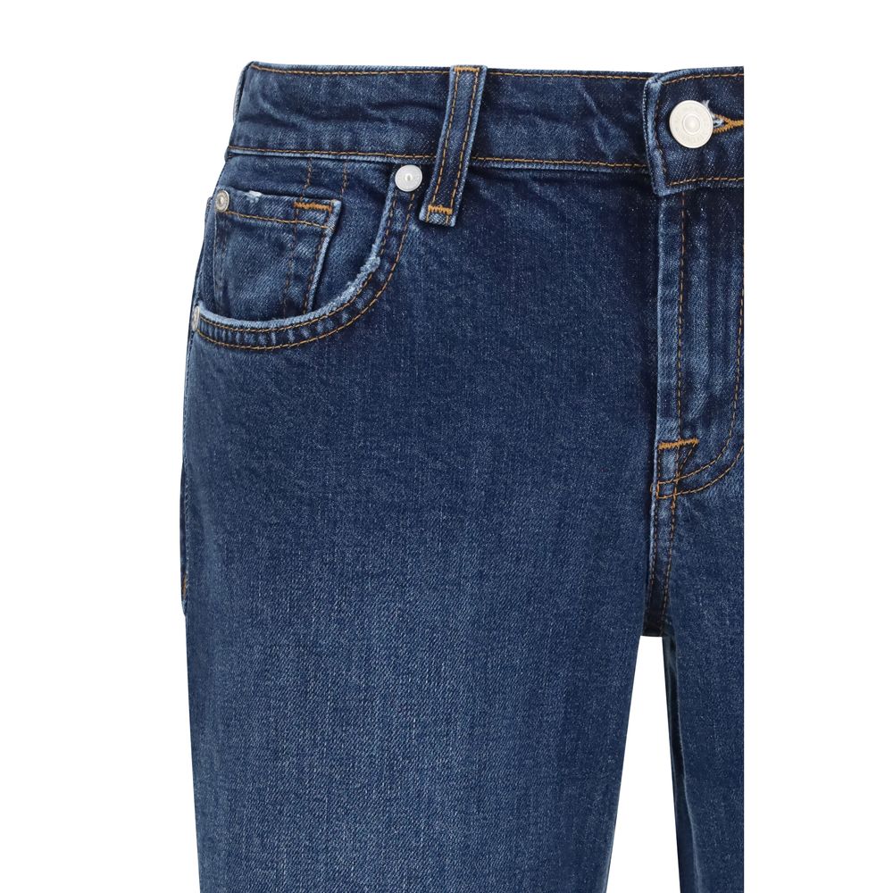 2026 New Arrival 7FOR Blue Cotton Flared Jeans