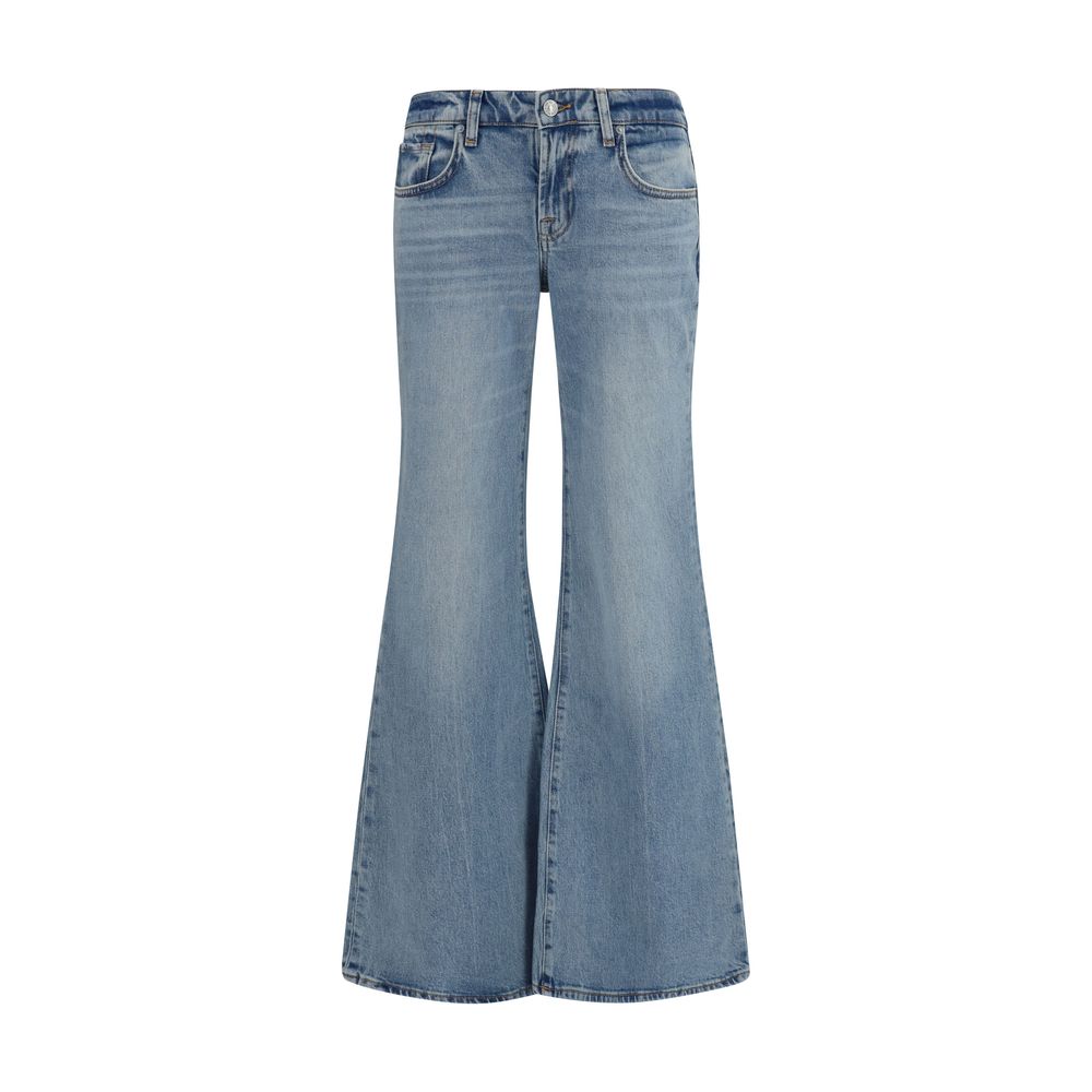 2026 New Arrival 7FOR Blue Cotton Flared Jeans