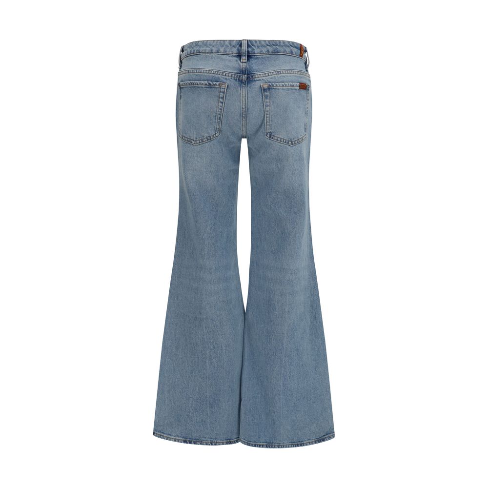 2026 New Arrival 7FOR Blue Cotton Flared Jeans