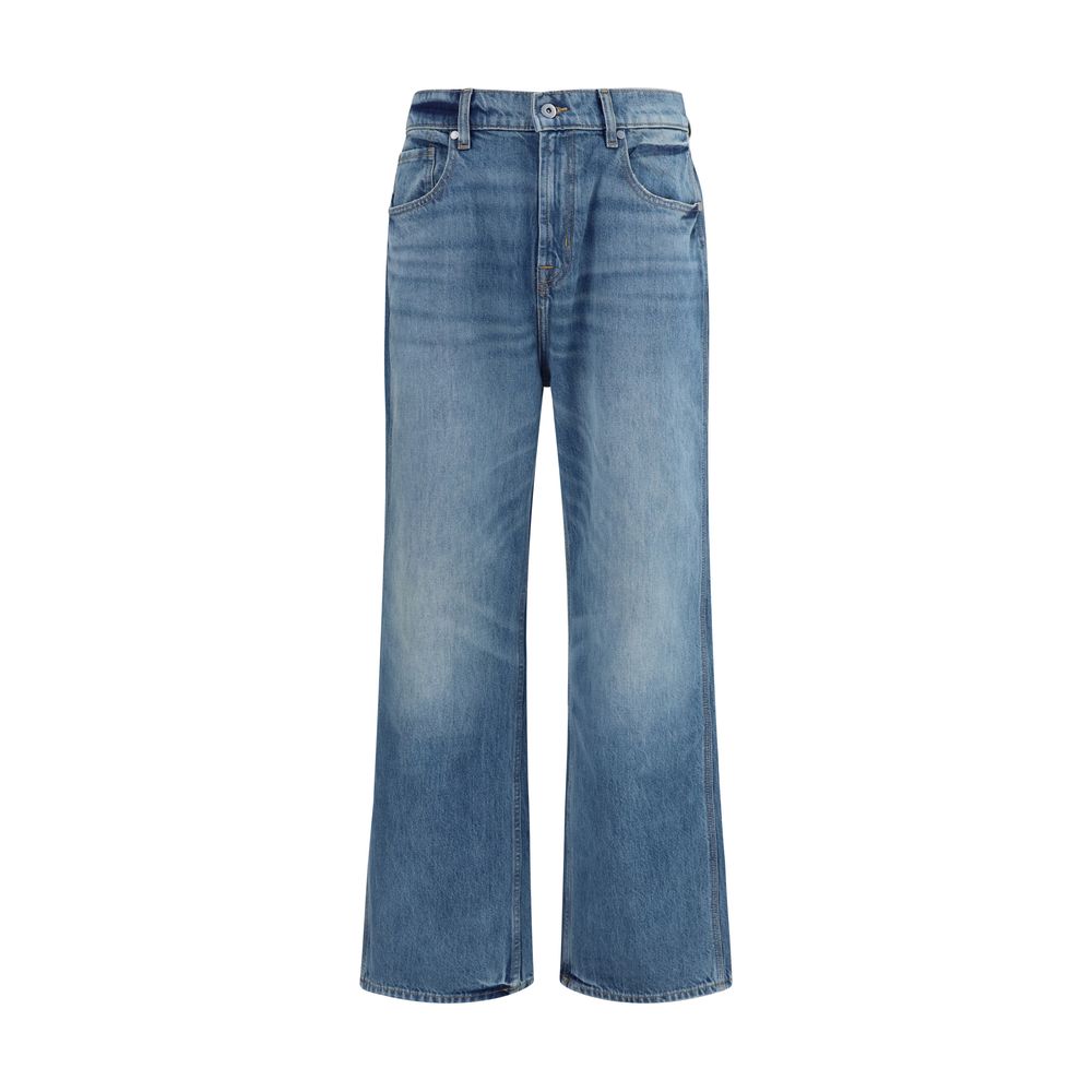 2026 New Arrival 7FOR Blue Cotton Relaxed Fit Jeans