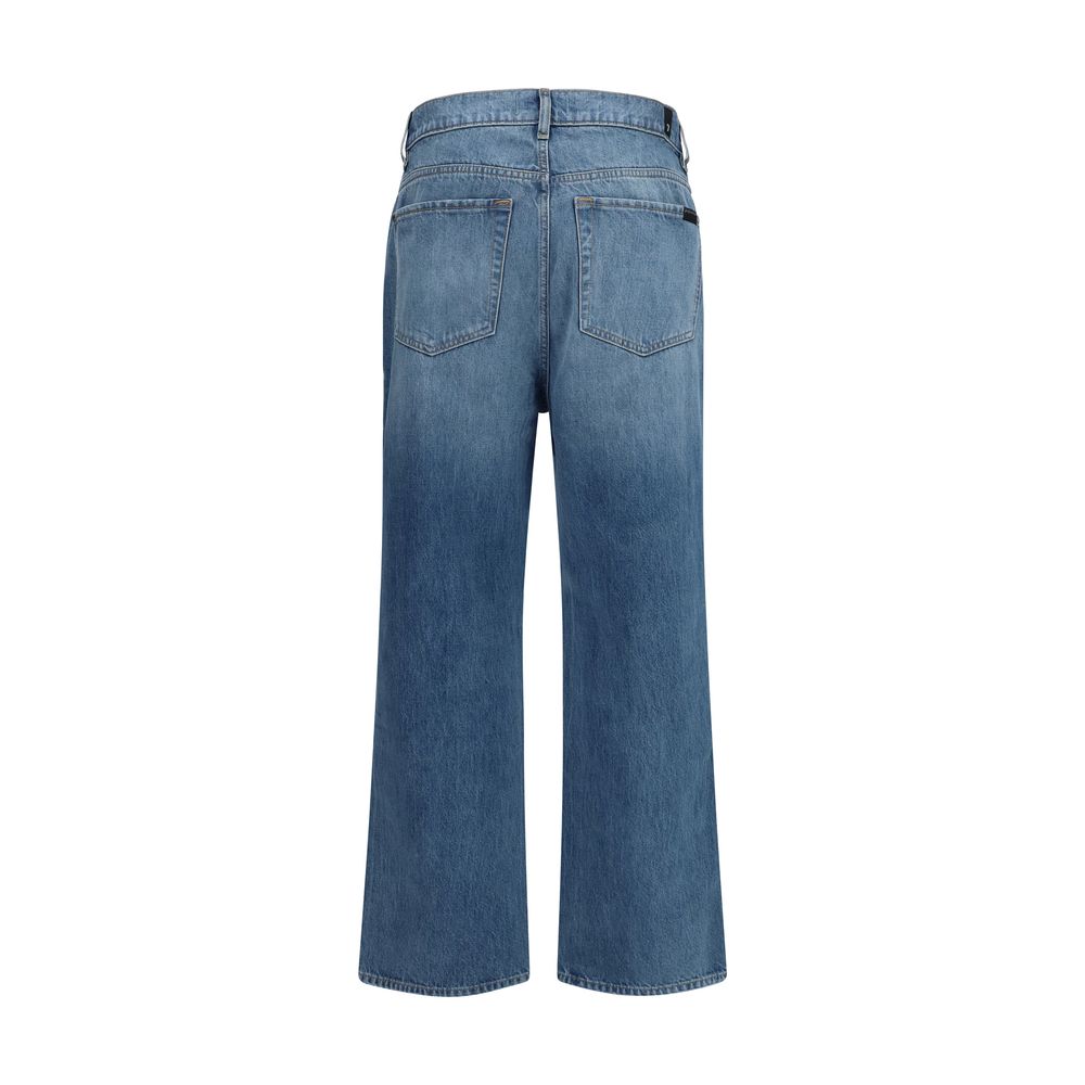 2026 New Arrival 7FOR Blue Cotton Relaxed Fit Jeans