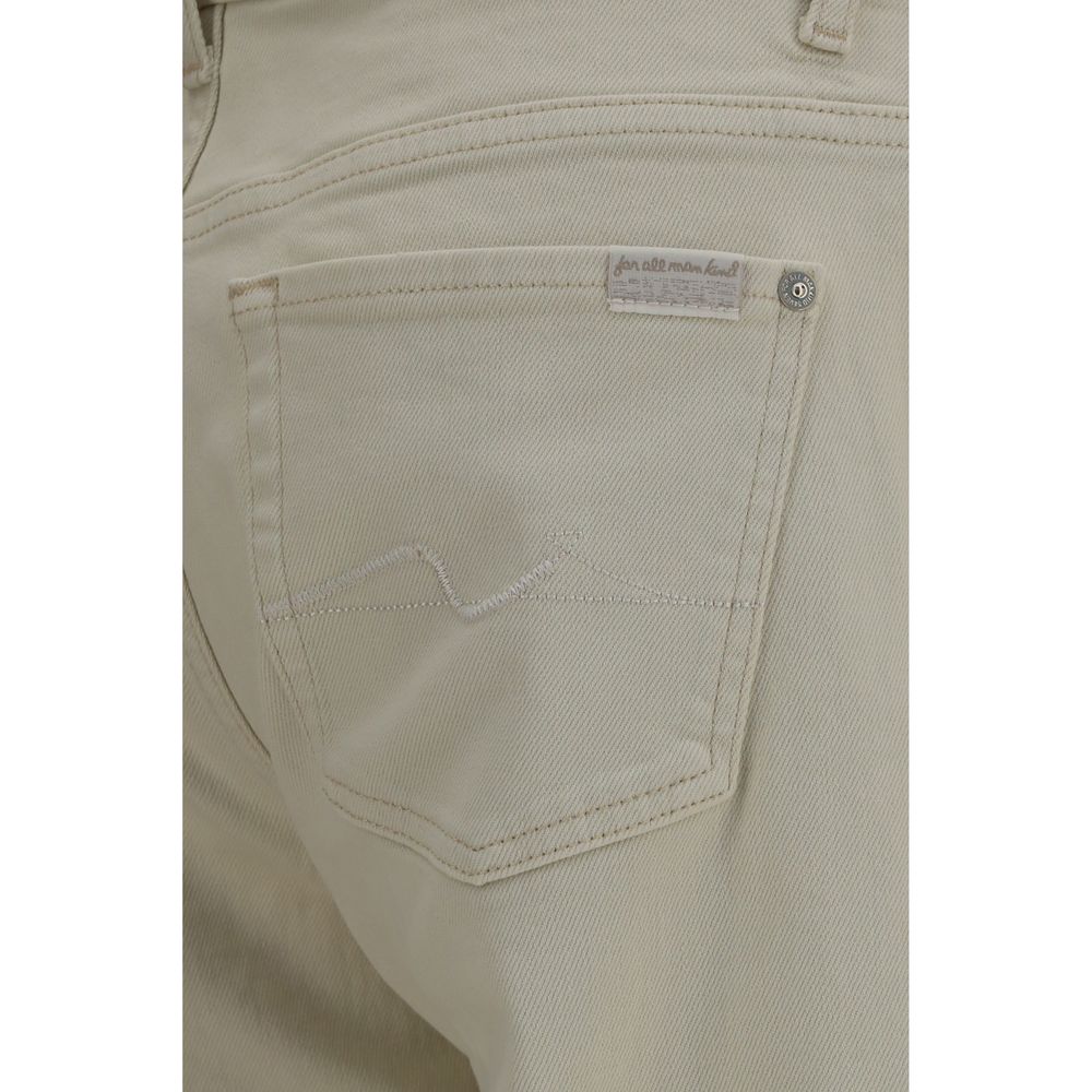 2026 New Arrival 7FOR Beige Cotton Straight-Leg Jeans