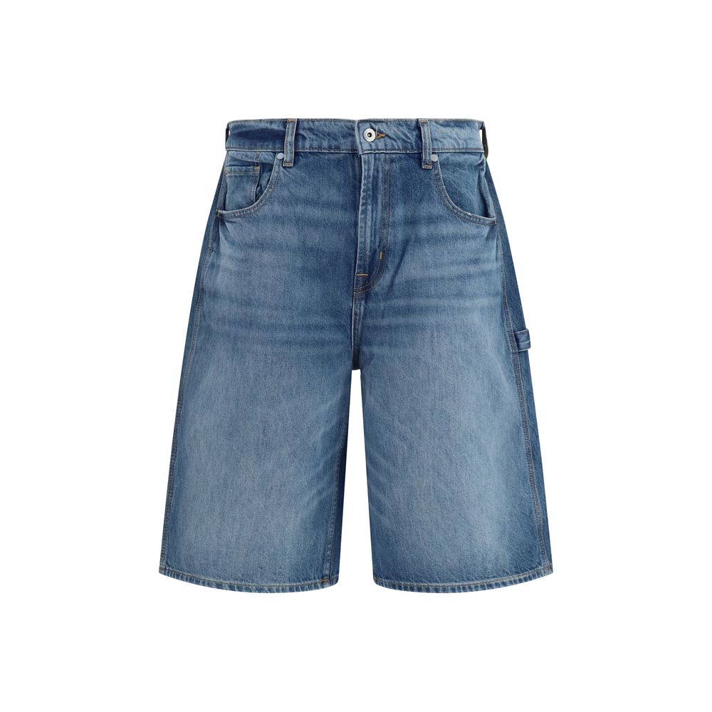 2026 New Arrival 7FOR Blue Cotton Bermuda Shorts