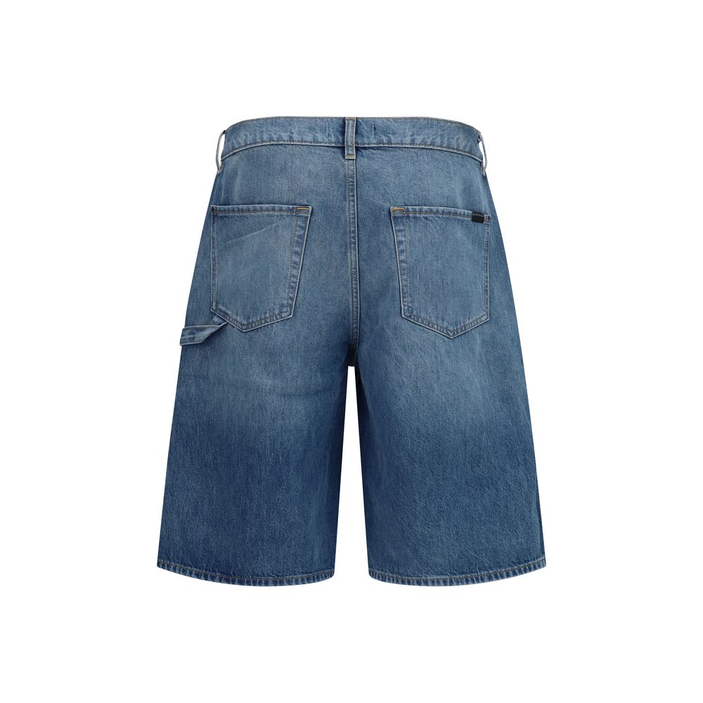 2026 New Arrival 7FOR Blue Cotton Bermuda Shorts