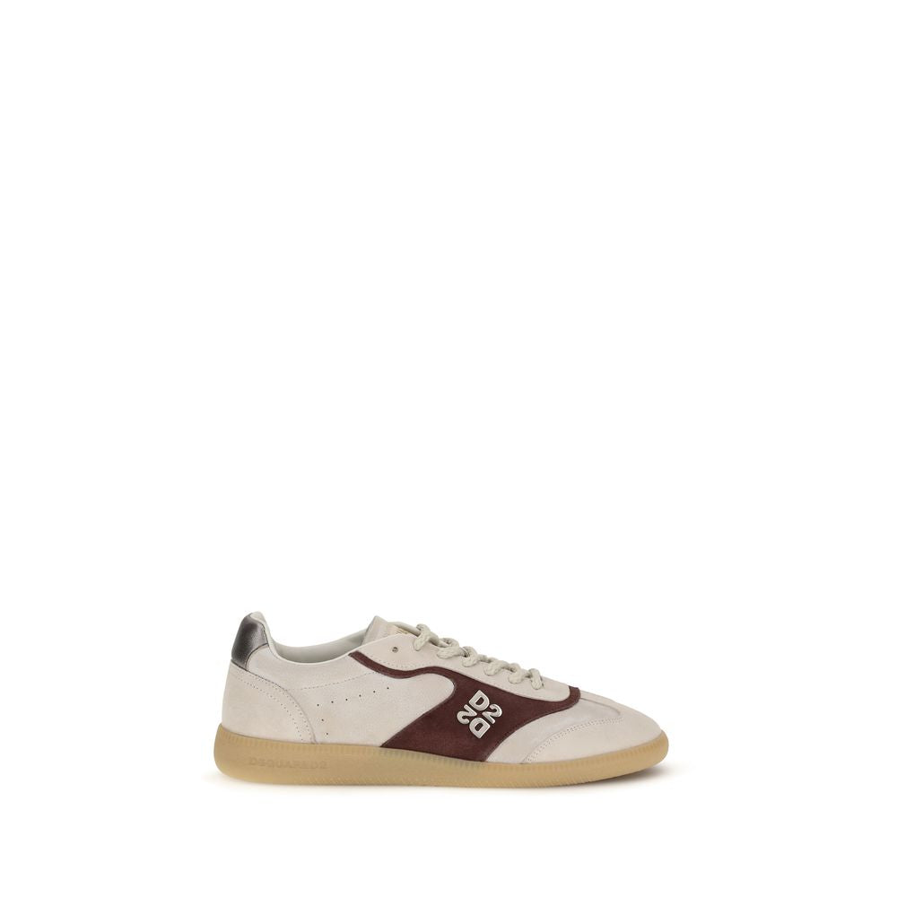 2026 New Arrival Dsquared² Beige Calf Leather Bos Taurus Low Top Sneakers