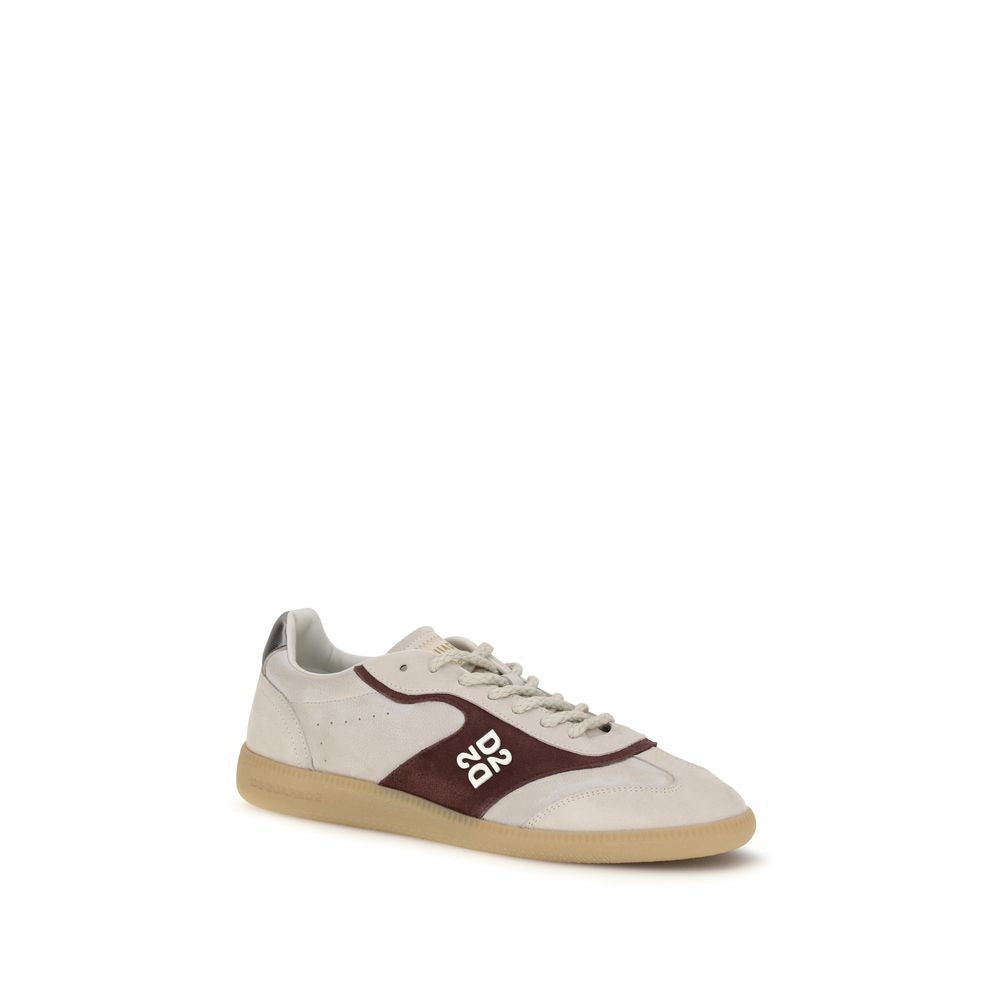 2026 New Arrival Dsquared² Beige Calf Leather Bos Taurus Low Top Sneakers